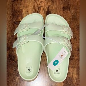 Shade & Shore Women’s Light Green Neida 2 Band Slide Sandals 
Size 8 New